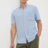 Blue Linen Blend Dye Shirt