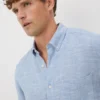 Blue Linen Blend Dye Shirt